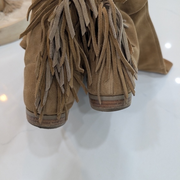 Aldo Tan Fringe Suede Knee-High Boots - Picture 6 of 7